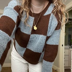 Blue and brown checkered sweater!